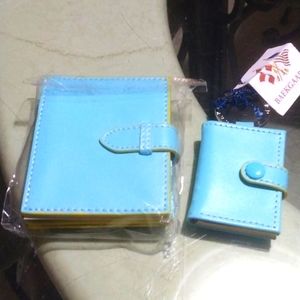 Vera Bradley Baekgaard blue and yellow keychain and photo holder New